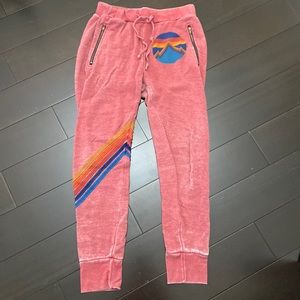 Pink Aviator Nation Zipper Sweatpants